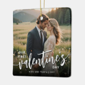 Gepersonaliseerde foto Moderne eerste Valentijnsda Keramisch Ornament (Links)