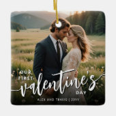 Gepersonaliseerde foto Moderne eerste Valentijnsda Keramisch Ornament (Voorkant)