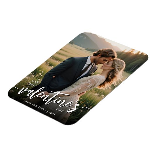 Gepersonaliseerde foto Moderne eerste Valentijnsda Magneet (Linkerzijde)