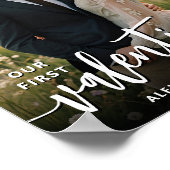 Gepersonaliseerde foto Moderne eerste Valentijnsda Poster (Hoek)