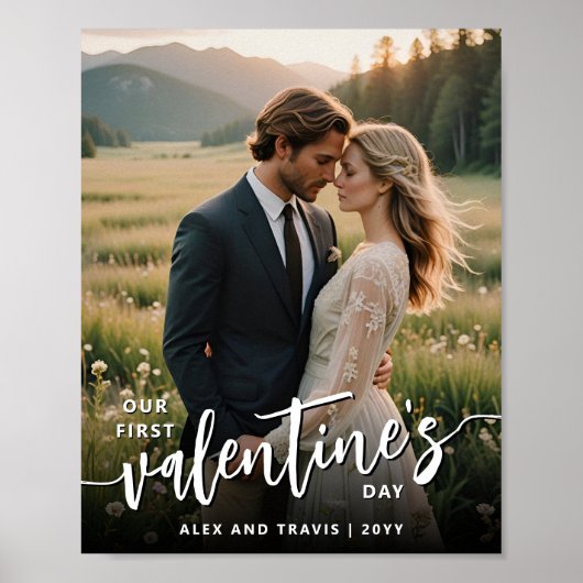 Gepersonaliseerde foto Moderne eerste Valentijnsda Poster (Voorkant)