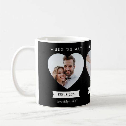 Gepersonaliseerde foto Mok Getrouwd Foto's Zwart (Links)