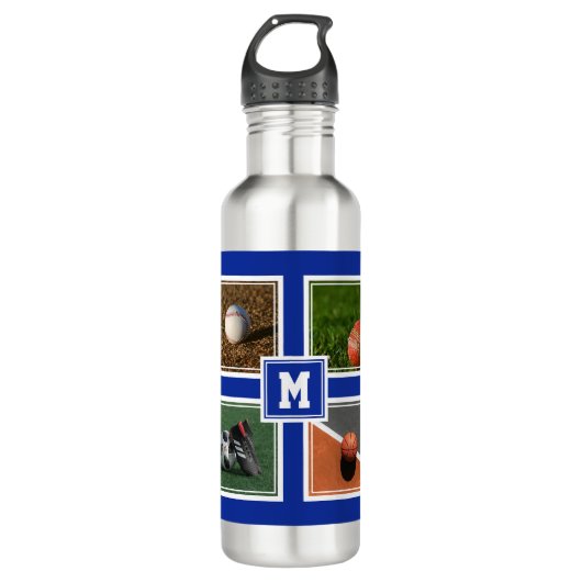 Gepersonaliseerde Foto Monogram SPORT FAN Waterfles (Voorkant)