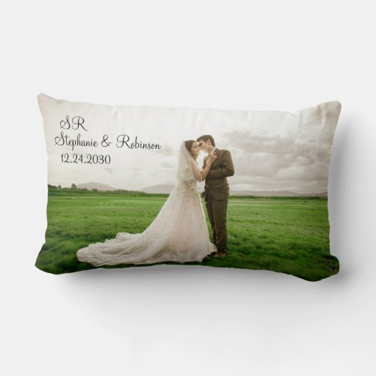 Gepersonaliseerde foto Monogramed Gift Kussen (Achterkant)