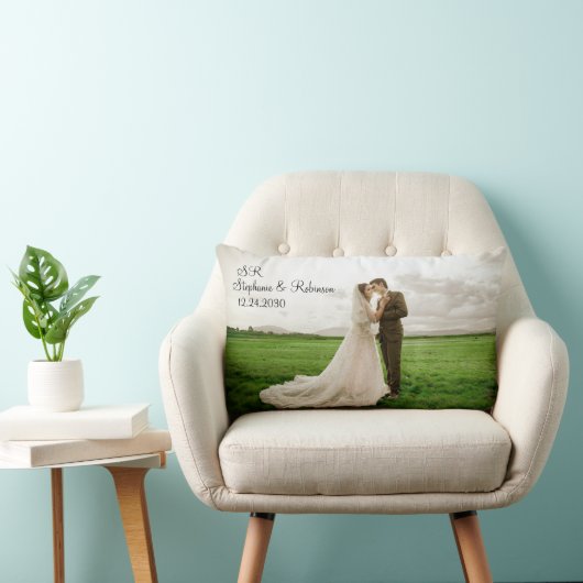 Gepersonaliseerde foto Monogramed Gift Kussen (Stoel)