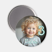 Gepersonaliseerde foto, naam en leeftijd koelkast magneet (Voorkant / Achterkant)