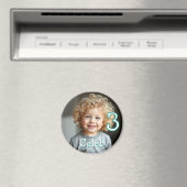 Gepersonaliseerde foto, naam en leeftijd koelkast magneet (Insitu (Vaatwasser))