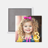 Gepersonaliseerde foto, naam en leeftijd koelkast magneet (Voorkant / Achterkant)