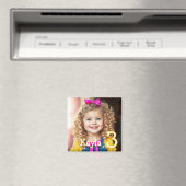Gepersonaliseerde foto, naam en leeftijd koelkast magneet (Insitu (Vaatwasser))