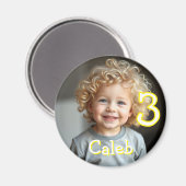 Gepersonaliseerde foto, naam en leeftijd koelkast magneet (Voorkant / Achterkant)