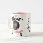 Gepersonaliseerde foto & naam koffie Mok voor kat  (Voorkant links)