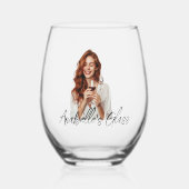 Gepersonaliseerde foto naam Monogram Gift Wijnglas Zonder Voet (Voorkant)