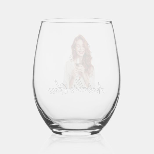 Gepersonaliseerde foto naam Monogram Gift Wijnglas Zonder Voet (Achterkant)