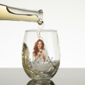 Gepersonaliseerde foto naam Monogram Gift Wijnglas Zonder Voet