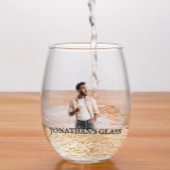 Gepersonaliseerde foto naam Monogram Gift Wijnglas Zonder Voet