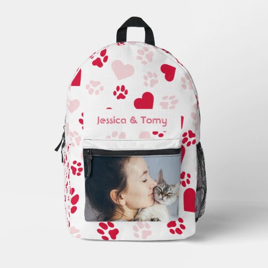 Gepersonaliseerde Foto & Naam Poot afdrukken Patro Bedrukte Rugzak (Voorkant)