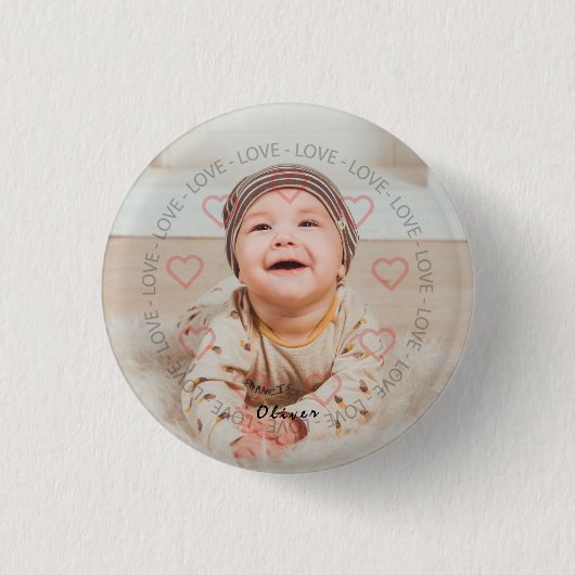 Gepersonaliseerde foto naam ronde Button (Voorkant)