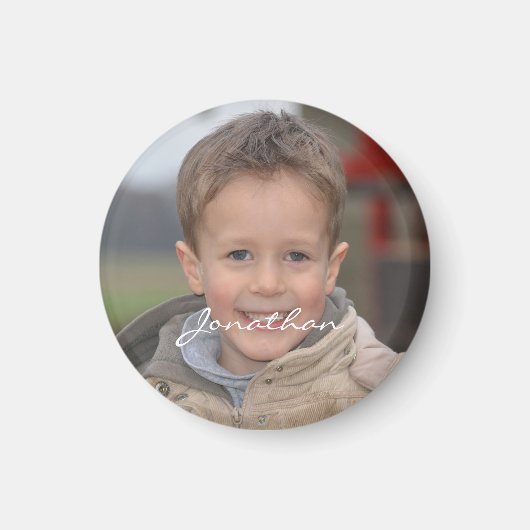 Gepersonaliseerde foto naam ronde magneet (Voorkant)