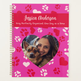 Gepersonaliseerde Foto & Naam Roze Poot Prints Pat Planner
