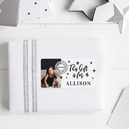 Gepersonaliseerde foto-naamcadeau voor zwart afdru etiket
