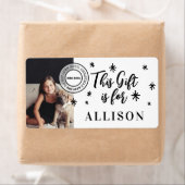 Gepersonaliseerde foto-naamcadeau voor zwart afdru etiket (Insitu)