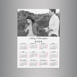 Gepersonaliseerde foto namen 2026 kalender magneet