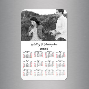 Gepersonaliseerde foto namen 2026 Kalender Magneet