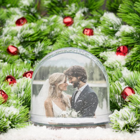 Gepersonaliseerde foto namen trouwdatum aandenken sneeuwbol (Kerstmis)