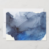 Gepersonaliseerde foto Navy Blue Waterverf bruilof Save The Date (Achterkant)