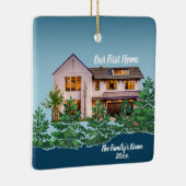 Gepersonaliseerde foto Onze Eerste Huis Kerstmis Keramisch Ornament (Rechts)