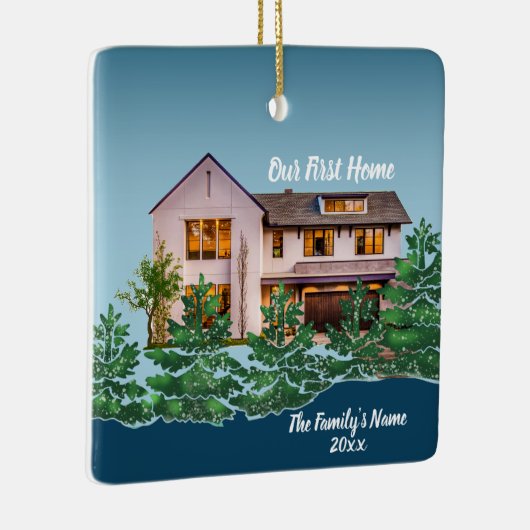 Gepersonaliseerde foto Onze Eerste Huis Kerstmis Keramisch Ornament (Rechts)