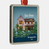 Gepersonaliseerde foto Onze Eerste Huis Kerstmis Metalen Ornament (Rechts)