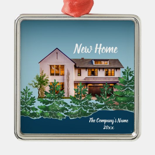 Gepersonaliseerde foto Onze Eerste Huis Kerstmis Metalen Ornament (Voorkant)