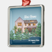 Gepersonaliseerde foto Onze Eerste Huis Kerstmis Metalen Ornament (Links)