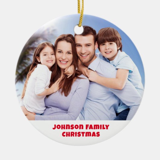 Gepersonaliseerde foto Ornament, aangepaste famili Keramisch Ornament (Voorkant)