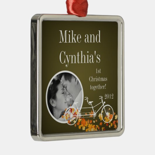 Gepersonaliseerde Foto Ornament Bruine Herfst Dubb (Rechts)