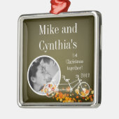 Gepersonaliseerde Foto Ornament Bruine Herfst Dubb (Links)