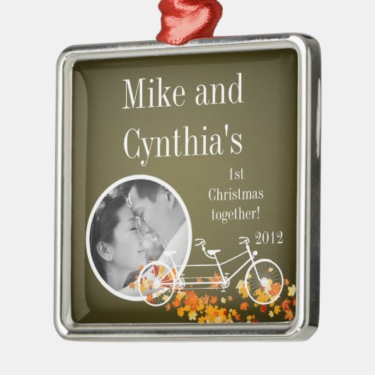 Gepersonaliseerde Foto Ornament Bruine Herfst Dubb (Links)