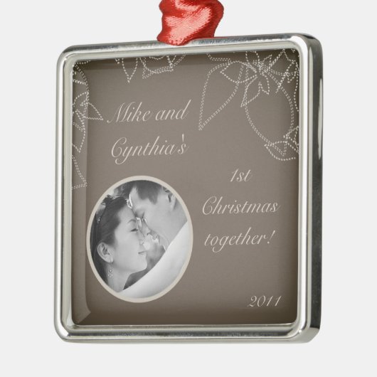 Gepersonaliseerde Foto Ornament Herfst Bloemen Her (Links)
