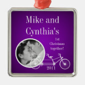 Gepersonaliseerde Foto Ornament Paarse Dubbele Fie (Voorkant)