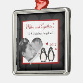 Gepersonaliseerde Foto Ornament Penguin Love Paar (Links)