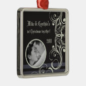 Gepersonaliseerde Foto Ornament Zwart Stropdas Aff (Rechts)