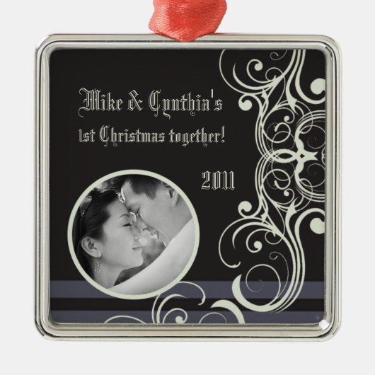 Gepersonaliseerde Foto Ornament Zwart Stropdas Aff (Voorkant)