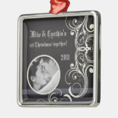 Gepersonaliseerde Foto Ornament Zwart Stropdas Aff (Links)