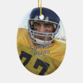 Gepersonaliseerde foto Ovaal Football Sport Orname Keramisch Ornament (Achterkant)