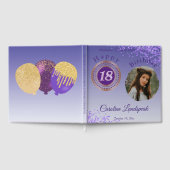 Gepersonaliseerde foto Paarse glitter, 18e verjaar Gastenboek (Volledig)