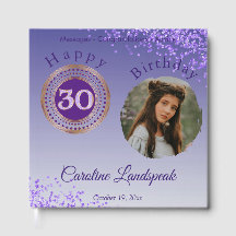 Gepersonaliseerde foto Paarse glitter, 30e verjaar