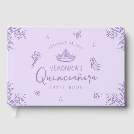 Gepersonaliseerde foto Paarse Quinceanera gastenbo Gastenboek