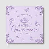 Gepersonaliseerde foto Paarse Quinceanera gastenbo Gastenboek (Voorkant)
