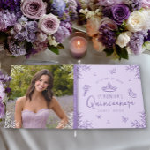 Gepersonaliseerde foto Paarse Quinceanera gastenbo Gastenboek